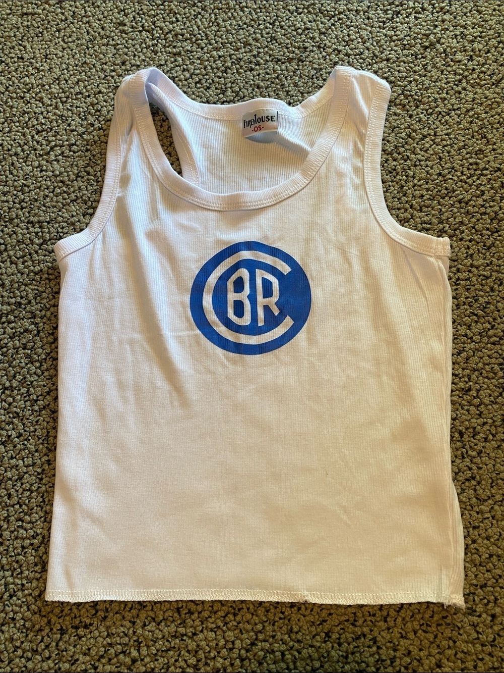 Kids Camp Blue Ridge White Tank Top with Blue Logo